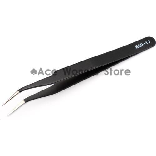 1pcs Precision ESD-17 Tweezers, stainless steel anti-static tweezers Repair Tool Soldering Station Welding Assist