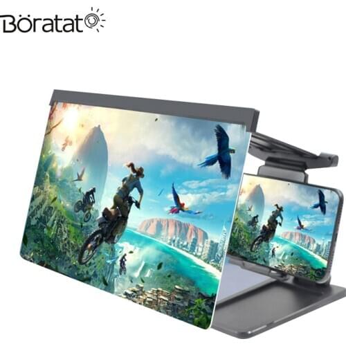 12Inch Mobile Phone Screen Amplifier Blu-ray HD 3D Split Lazy Bracket Portable Magnifier Glass