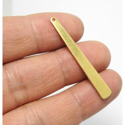 Brass stick pendant 43x5.8x0.8mm Raw brass drop charm necklace earrings components 12pcs R1242