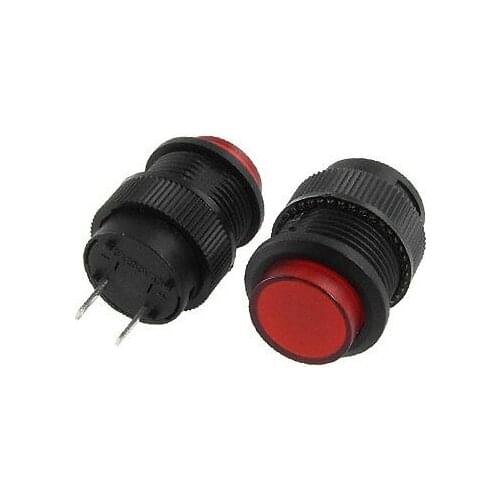 2 Pin SPST OFF-(ON) N/O NO Round Momentary Push Button Switch Red