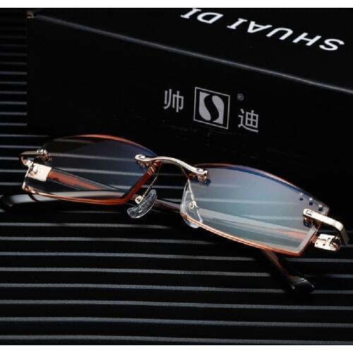 2019 Gafas De Lectura Reading Glasses Men Shuaidi = Rimless Ultra-light Reading Glasses +0.75 +1 +1.25 +1.75 To +4 With Case