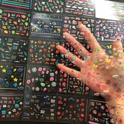 30 Sheets/Set Glitter Rhinestones/ Diamond/Stone Design Nail Stickers 2021 New Adhesive Tip Nail Stickers Sets 3d Rose Decals