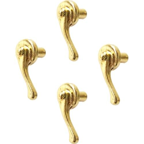 4 Pieces Doll House Miniature 1:12th Scale Brass Door Lever Handles Metal Knobs