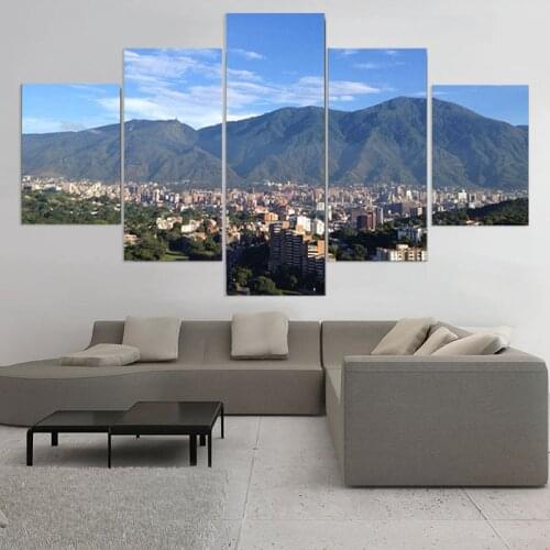 Avila Caracas Mountain 5 Pieces Wall Art Poster Landscape Canvas Print Painting Modern Home Decor Living Room Pictures Framework