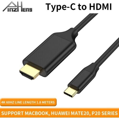 PINZHENG USB C to HDMI Adapter 4K 60Hz 1.8m Cable Type C To HDMI For MacBook Samsung S10 Huawei Mate P20 Pro USB-C HDMI Adapter