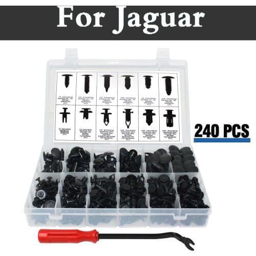 240x Car Push Retainer Kit With Fastener Remover Clip Storage Box For Jaguar F-Pace F-Type S-Type Xe Xf Xfr Xj Xjr Xk Xkr X-Type