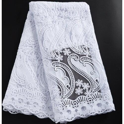 Zhenguiru White Tulle French Lace Fabric Embroidered African Lace Fabric New Arrived Nigerian Fabric For Women Party Dress A2312