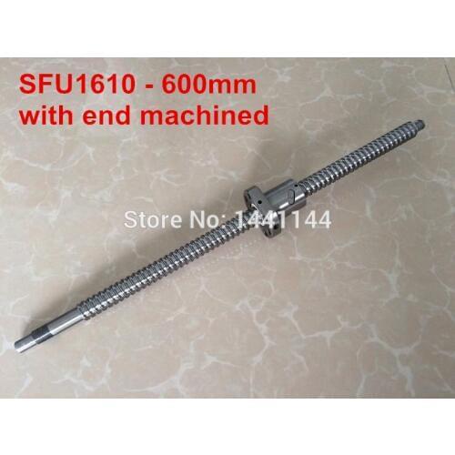 Free Shipping SFU1610 - 600mm Ball screw + ballnut + end machining for BK12/BF12 standard processing