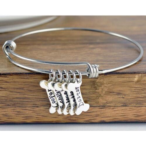 Dog Bone Bangles Best Friends Charm Bangles Adjustable Bracelets BFF Bones Friendship Jewelry YLQ7314