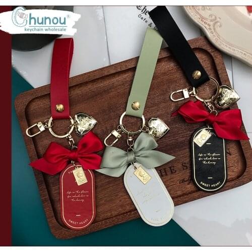 Women Luxury Car Keychain Accessories Exquisite Genuine Leather Bow Purse Key Chains Girls Best Friends Gift Porte Clef Femme