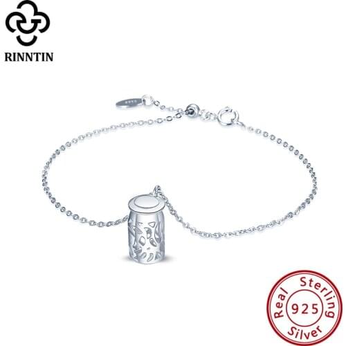 Rinntin Pure 100% 925 Sterling Silver 3 Layers Rhodium Plated Delicate Workmanship Bottle Design For Girls Aniversary TEQB07