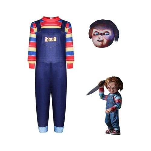 Kids Childs Play Cosplay Chucky Costume children Andy Barclay Buddi Doll Full Set cosplay costume for Halloween