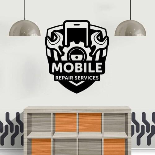 Cellphone Repair Service Shop Wall Sticker Business Mobile Phone Gear Screwdriver Tools Wall Decal Vinyl Home Decor