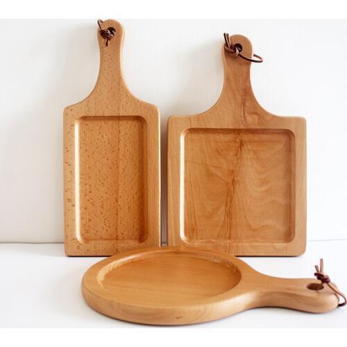 Natural Wood Bread Boards Multi-Use Serving Trays with Handle Japan Style Fruits Plate Baking Tool Cutting Board Eco Tableware