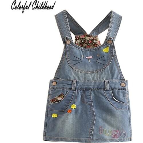 Newest Spring Summer Baby Girl Dress Sleeveless Baby Birthday Denim casual Dress Infant toddler Girl floral Dresses 2-7Yrs