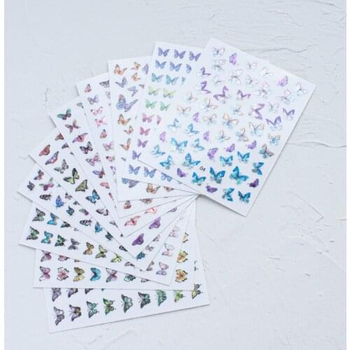 Nail Simulation Laser Butterfly Nail Stickers 3D Stickers Waterproof Cute Adhesive Nail Stickers Colorful Nail Decoration