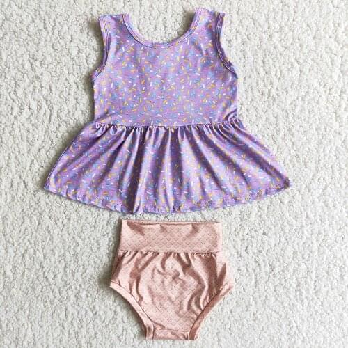 New Style Sleeveless Tank Top And Shorts 2Pieces Set For ChildrenSummer Girls Fashion Candy Print Outfits