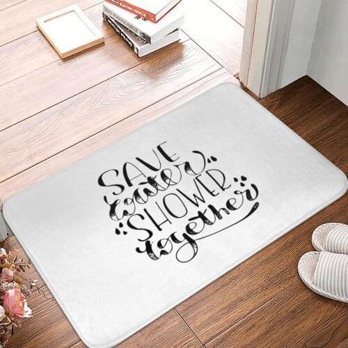Save Water Shower Together Doormat Carpet Mat Rug Polyester Non-Slip Floor Decor Bath Bathroom Kitchen Balcony 40x60