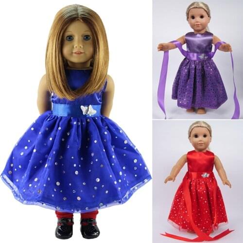Doll Fashion Bow Princess Skirt Clothes Accessories For 18 Inch American&43 Cm Born Baby Our Generation Birthday Girls Toy Gift