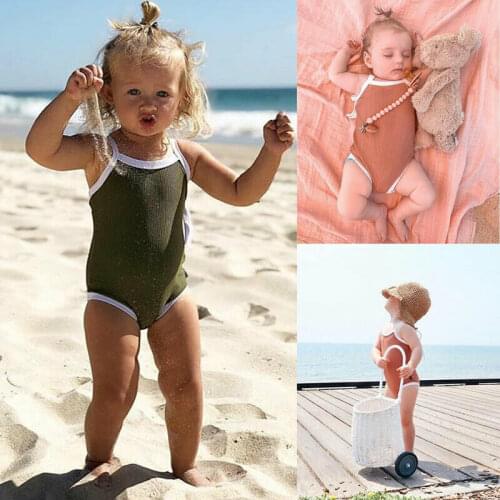 Summer Newborn Infant Baby Girls Sleeveless Swimsuit Swimwear Bikini Swimming Costume Toddler Knit Beachwear