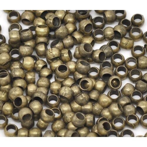 Copper Crimp Beads Round Antique Bronze 2mm 3.5mm( 1/8") x 2.5mm( 1/8"), 50 PCs new