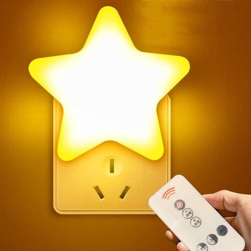 Mini Cartoons Star Night Light Remote Sensor Control Bedside Wall Lamp Nursery Baby Kids Childrens Bedroom Sleeping Nightlight