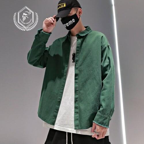 Men Fashion Loose Solid Casual Hip Hop Shirts