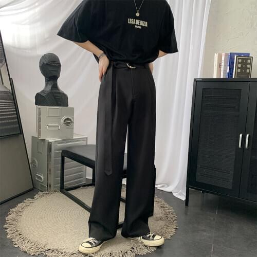 2021 Mens Casual Pants Suit Pants Formal Fashion Blazers Trousers Business Design Cotton Loose Black Straight Leg Pants M-XL