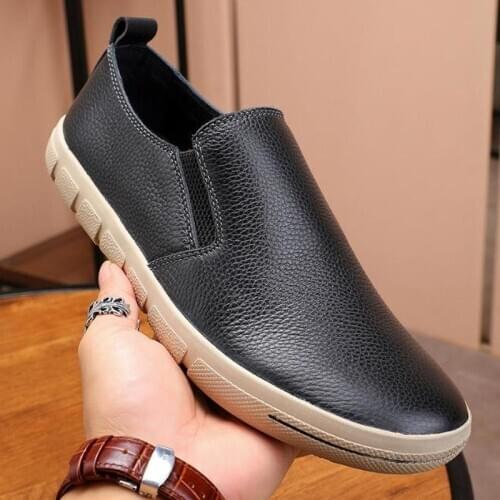 Autumn New Mens Casual Genuine Leather Shoes Breathable Round Head Stitching Loafers British Style Slip-On Designer Flats A2011
