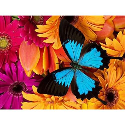 5D DIY Diamond Painting Butterfly Flowers Cross Stitch Kit Full Drill Square Embroidery Mosaic Art Picture of Rhinestones Decor