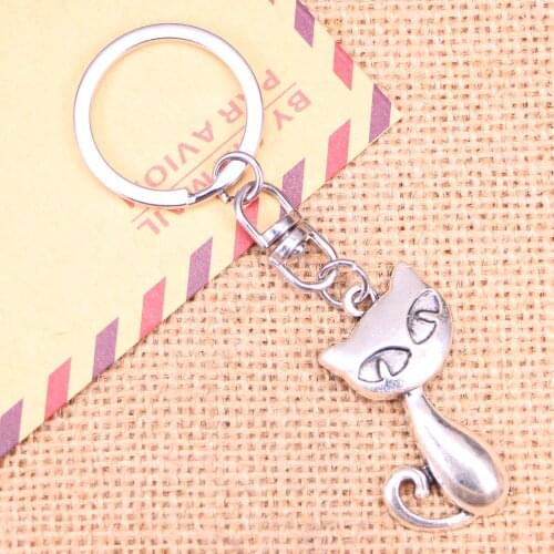 New Fashion Keychain 39x32mm cat fox Pendants DIY Men Jewelry Car Key Chain Ring Holder Souvenir For Gift