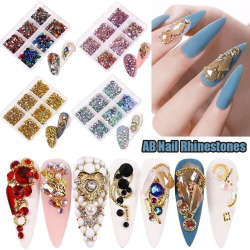 New Design Shiny Nail Rhinestones DiamondFlat AB Drills Porcelain 3D Nail Art Decorations Nail Charm Ornament Manicure Jewelry