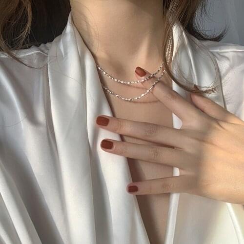 2 PCS Chain Clavicle Necklaces For Women Jewelry Trendy Silver Plated Choker Necklace Girls Charms Party Accessories Female Gift