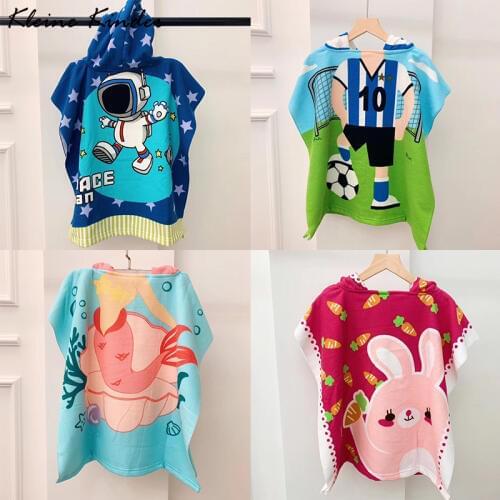 Towel Poncho for Children Microfiber Bathrobe Kids Surf Pool Beach Changing Robe Girls Boys Quick Dry Bathing Swimming Towels