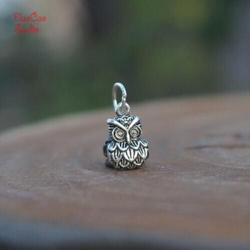 S925 Sterling Silver Owl Pendant Earring Necklace Bird Tiny Charms Mala Beads Bracelet Jewellry Findings DIY Accessories Animal