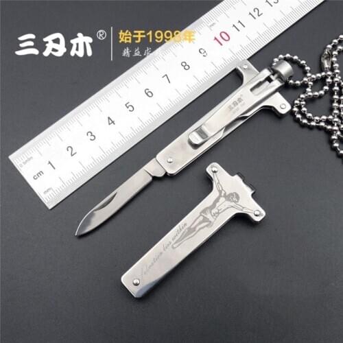Sanrenmu 6155 Necklace Knife Belt Clip Folding Knife without Lock for Camping and Hiking