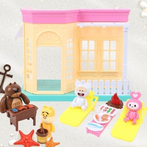 Forest Family 1/12 BBQ Mini Flower Pot Panda Squirrel Animal Rabbit Picnic Set Doll Game House Girl Doll House Gift