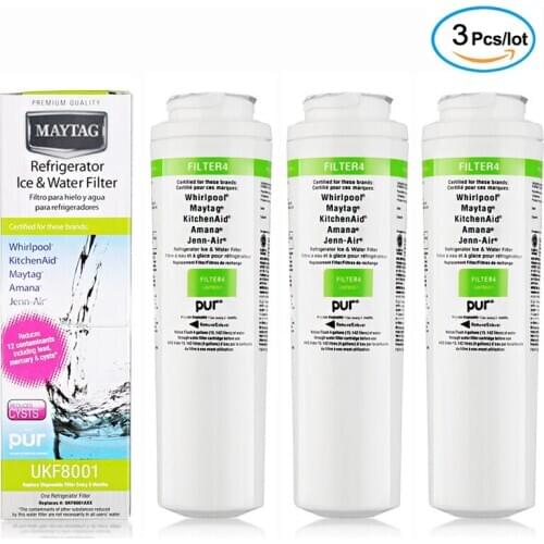 Compatible with Maytag UKF8001 filter, suitable for 4396395, EDR4RXD1, UKF8001AXX, UKF8001P, 469006, Puriclean II, 3 pieces