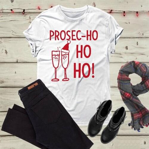 Drinking PRSEC-HO HO HO Printing Womens T-shirt Ulzzang Harajuku Casual Tee Shirt Femme Tops Merry Christmas Tshirt Plus Size