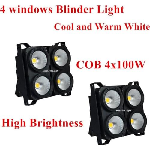 DuanFei Light DunFly 2pcs/lot stage led dmx512 light cool and warm white 4x100W COB Blinder Light Free SHipping