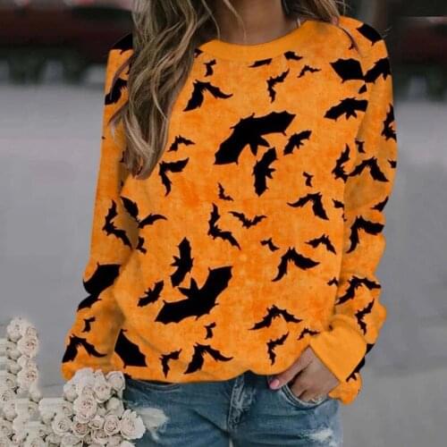 Halloween Pumpkin Printed Sweatshirt Witch Print Women Hoodies Plus Size Winter Long Sleeve Sweatshirt Streetwear Bts Pullover