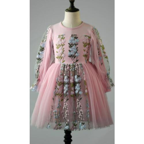 Spring autumn girl clothing kids clothes girl princess flower dresses baby girls 100% cotton party dress for 3-9 years old kids