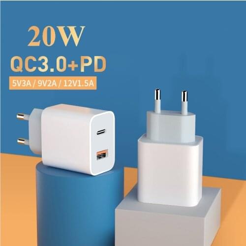 New Phone Charging Unit Fast Charger for iPhone 12 11 20W Quick Charge 3.0 USB Charger Phone Charger Type C for Iphones Samsung