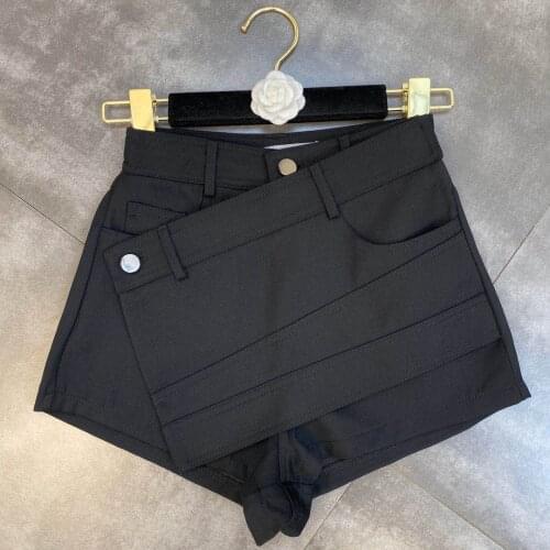 ZCSMLL 2021 Spring Autumn Irregular Splicing Fabric Design solid color Streetwear Fashiuon Culottes Women Shorts Tide