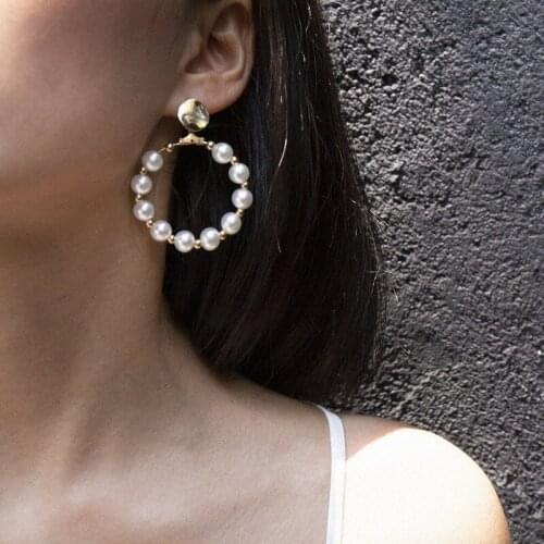 Abayabay Girls Stud Earring Womens Beads Hoop Earrings Drop Round Simple Yellow Gold Color Cute Lover Classic Jewelry Oorbellen