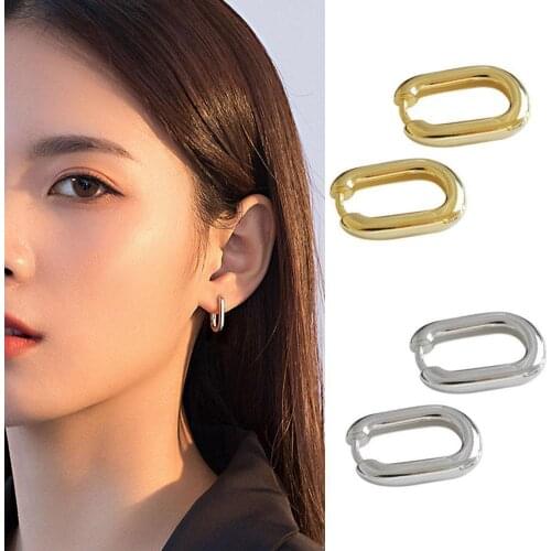 Gold Color Metal Hoop Earrings For Women Geometric Earrings 2021 Trendy New Small Circle Square Fashion Pendientes Jewelry