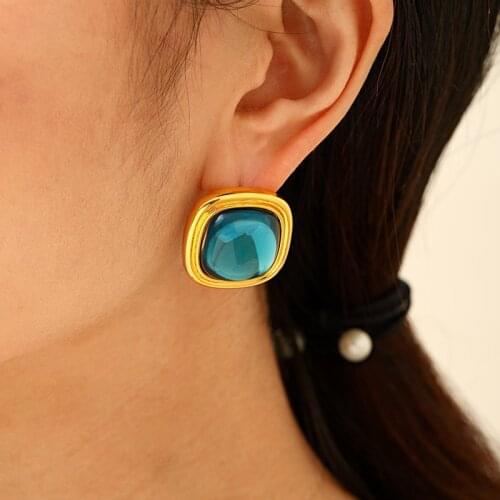 Fashion Vintage Geometric Earrings For Women Multi Color Imitation Crystal Elegant Ear Stud Wedding Party Jewelry Accessories