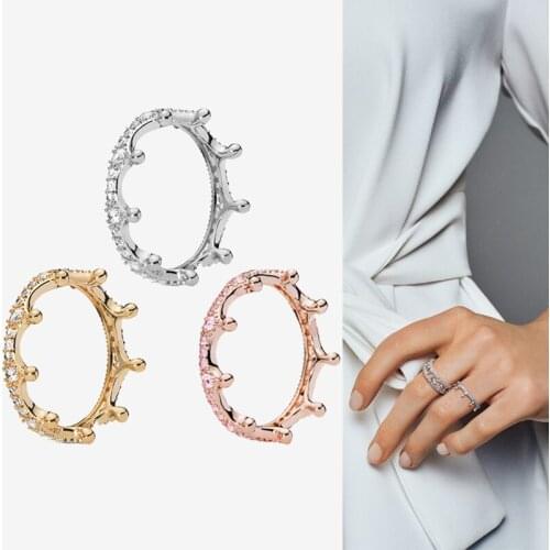 2020 New 925 Sterling Silver Pan Ring Shining Magic Crown Ring For Women Wedding Party Gift Fashion Jewelry