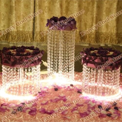 3pcs/lot Luxury crystal acrylic wedding cake stand cake tray / pastry tray / egg tarts dish party home decoration 03D3