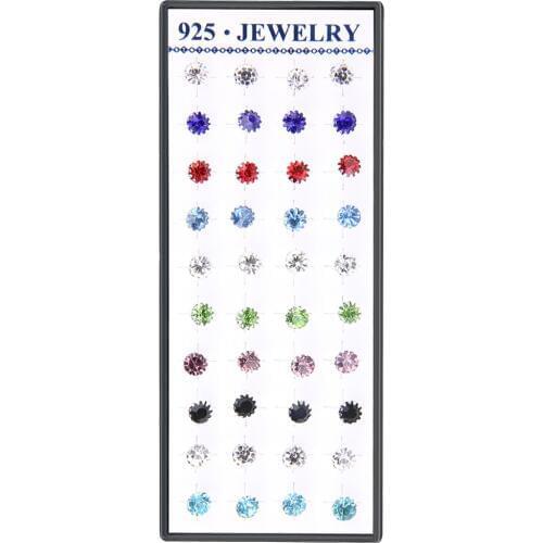 40pcs/set Tiny Stud Earrings Shellhard Silver Plated Rhinestone Crystal Sunflower Zircon Earring boucle d'oreille Charm Jewelry